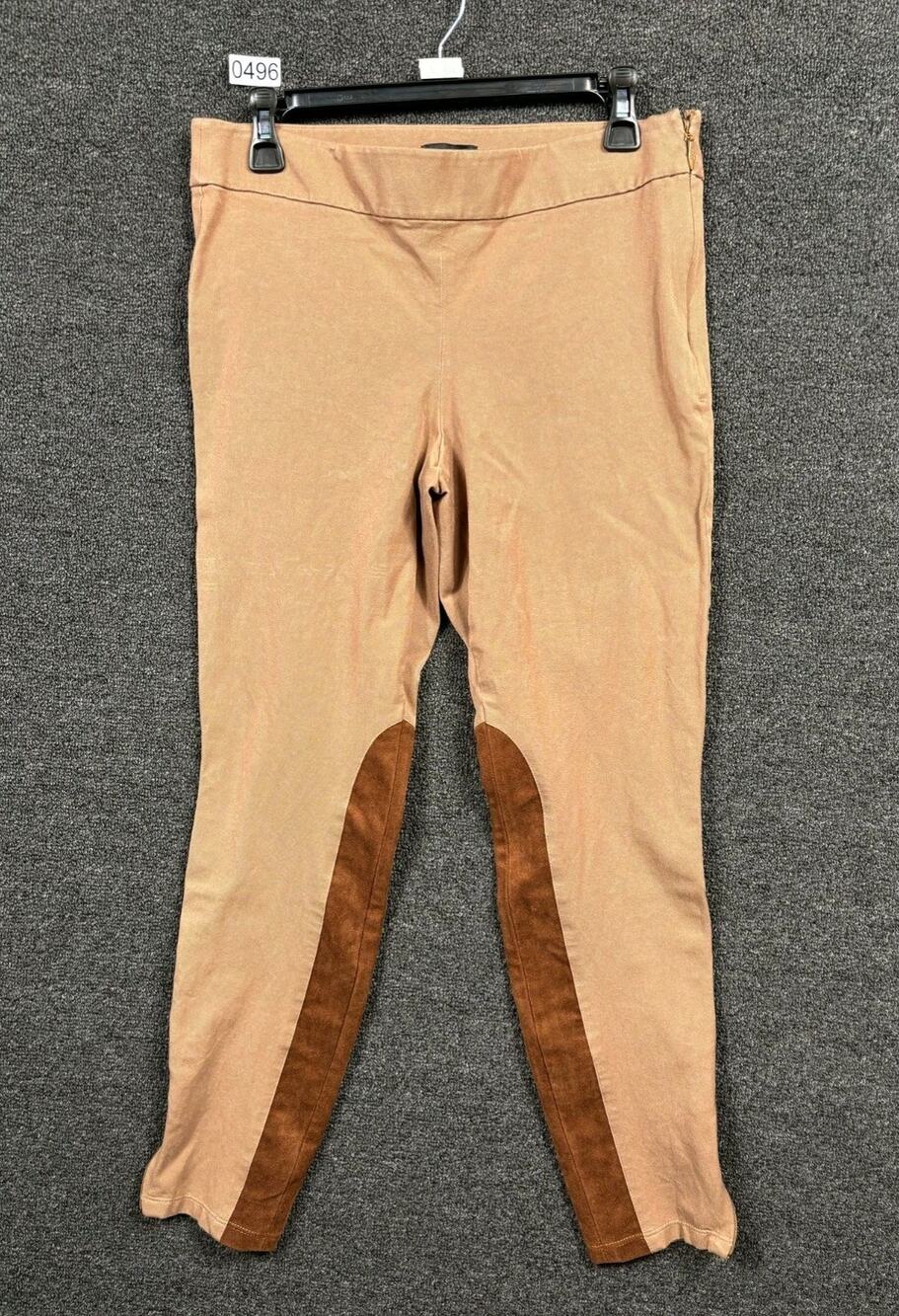 White House Black Market Equestrian Faux Suede Leggings Pants Women 10 Camel Tan